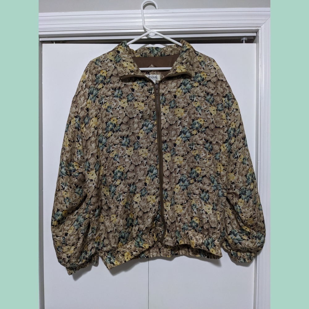 Vintage 80's Bogari Silk Floral Bomber Jacket